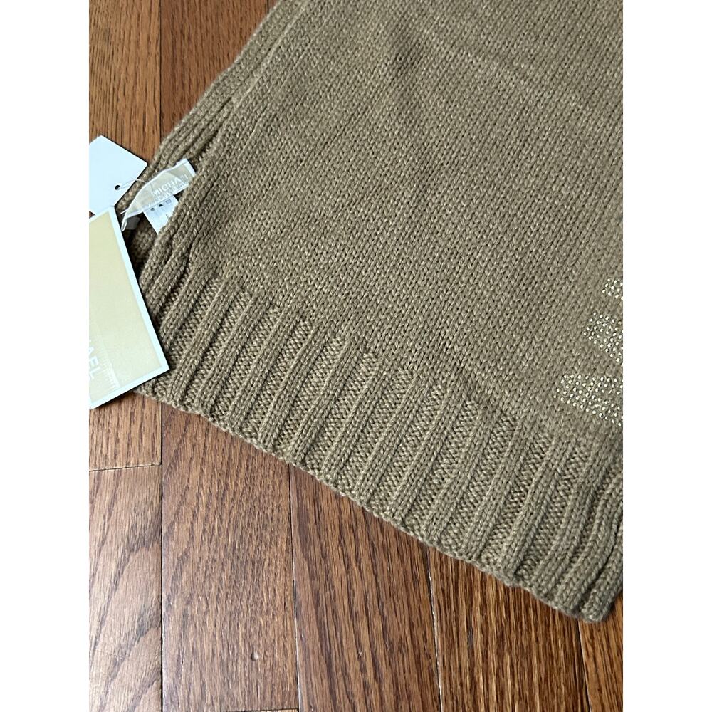 Michael Kors Knitted Scarf Camel Gold Studded Logo One Size New with tags‎ - Picture 4 of 4
